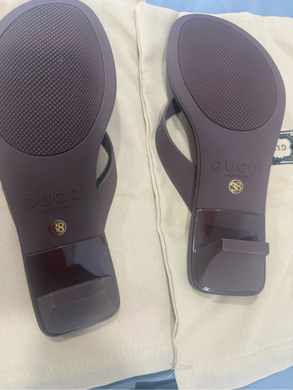 Gucci Brown Heeled Thong Mules - Picture 10 of 10